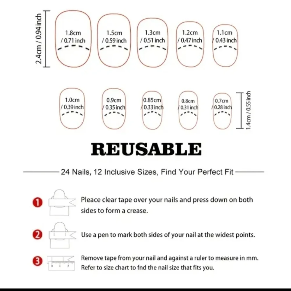 24 Pieces Fake Press On Nails
